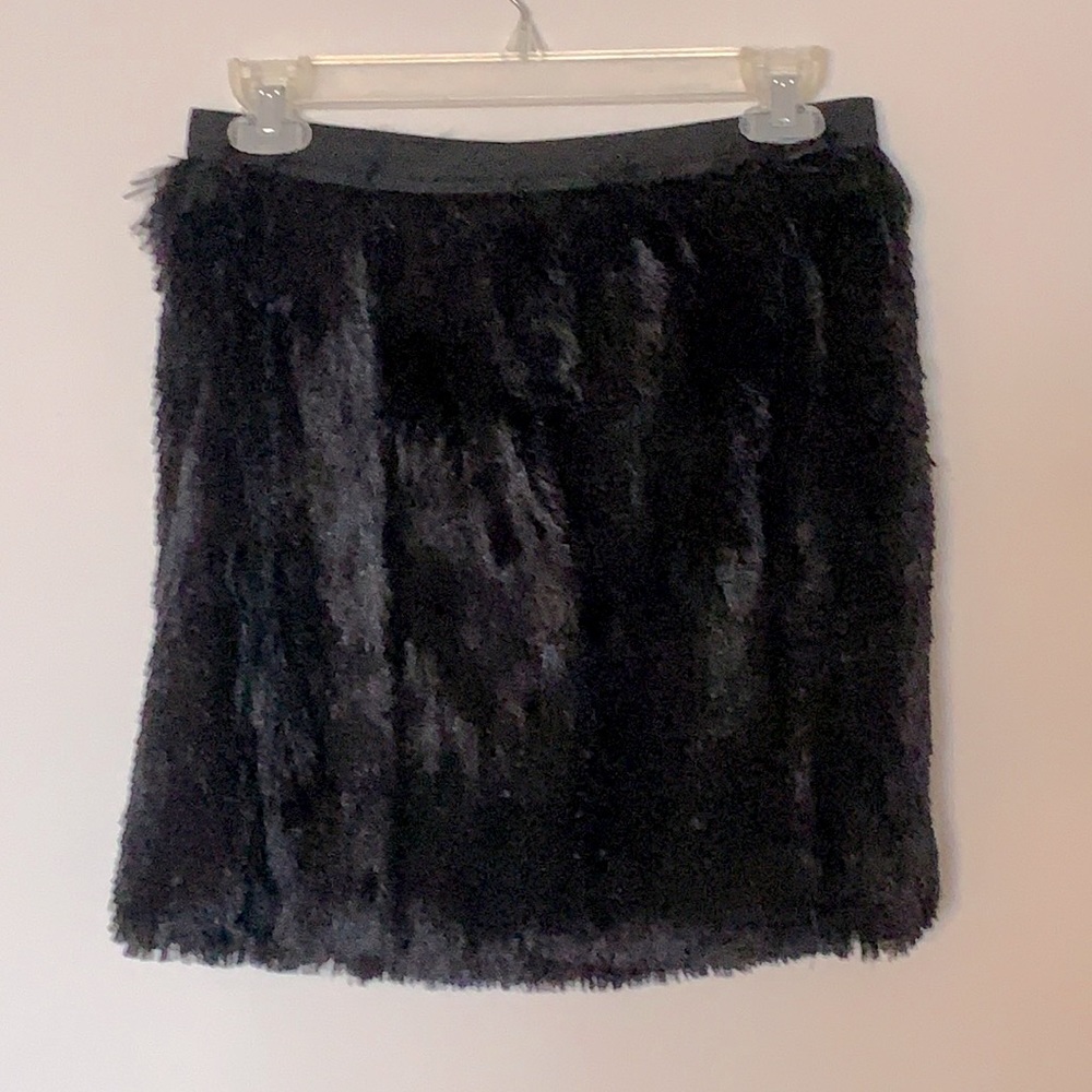 NWT fun faux fur mini skirt. Black, lined.